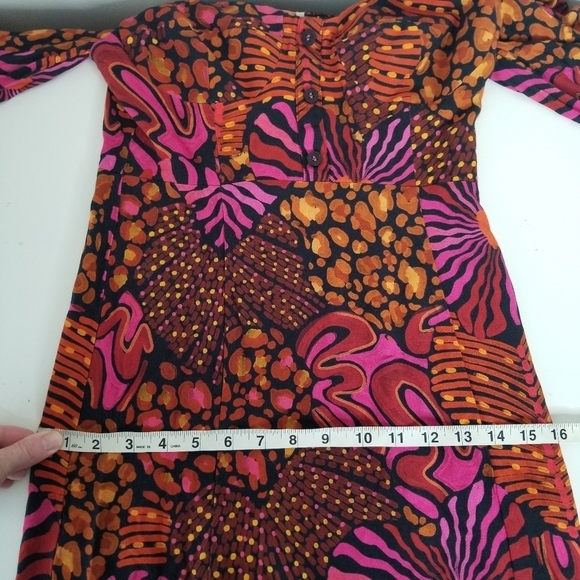 Farm Rio Leopard Hearts Long Sleeve Mini Dress Size XS Sweetheart Neckline - Picture 9 of 16